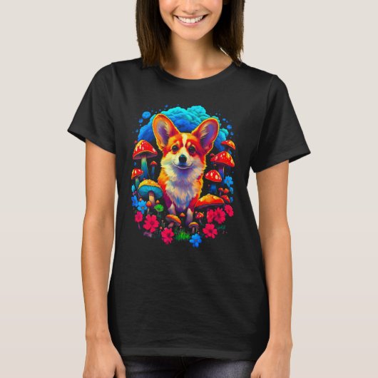 ウェルシュコーギーマッシュルーム犬 Tシャツ (正面)
