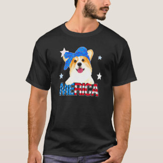 ウェルシュコーギーメリカアメリカ国旗Bandana 4Th Of Ju Tシャツ