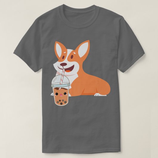 ウェルシュコーギー愛らしいSコルギ飲むバブルティー14 Tシャツ (デザイン正面)
