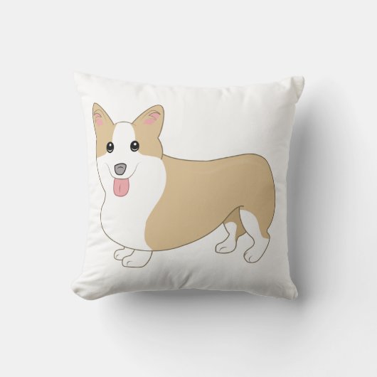 ウェルシュコーギー犬のイラストレーション クッション (正面)