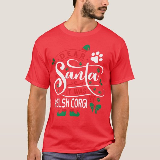 ウェルシュコーギー犬クリスマスドッグはギフトをおもしろい育てる Tシャツ (正面)
