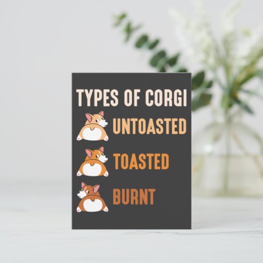 ウェルシュコーギー犬愛好家ギフト かわいい動物ペット ポストカード (スタンド正面)