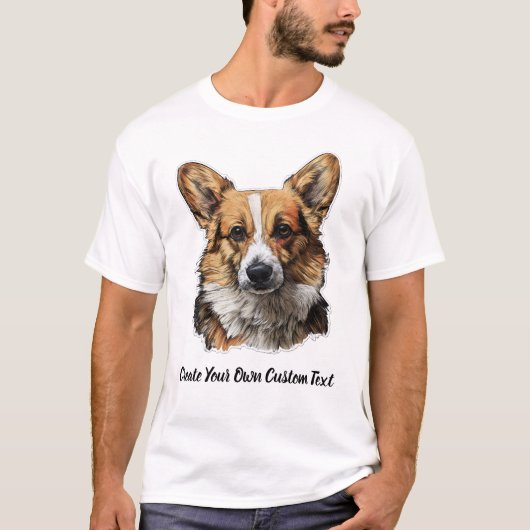 ウェルシュコーギー犬 オリジナルテキスト Tシャツ (正面)