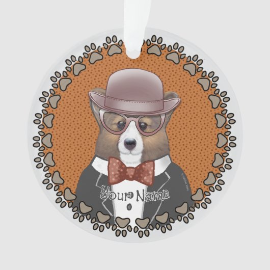 ウェルシュコーギー眼鏡 オーナメント (正面)