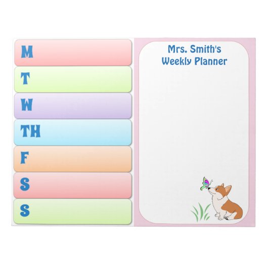 ウェルシュコーギー週間プランナー ノートパッド (正面)