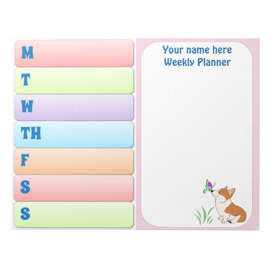 ウェルシュコーギー週間プランナー ノートパッド (正面)