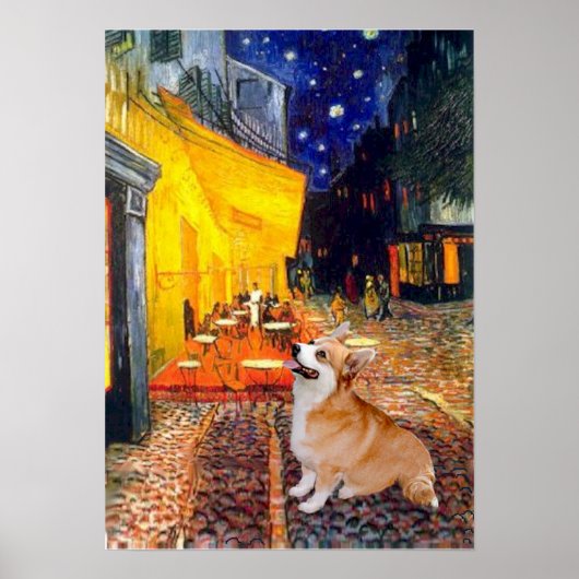 ウェルシュコーギー7bペンブロークテラスカフェ ポスター (正面)