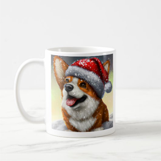 ウェルシュコーギー、サンタ、クリスマスコーヒーマグ コーヒーマグカップ (左)
