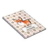 ウェルシュコーギーPembroke犬の足跡カスタマイズ ノートブック (右側)