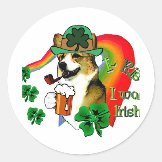 ウェルシュコーギーSt patricks day ラウンドシール (正面)
