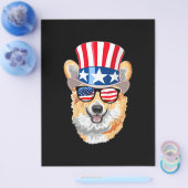 ウェルシュコーギーUSAフラッグハットグラス7月4日 チラシ (シングル)