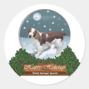 ウェルシュスプリンガースパニエル犬クリスマスギフト ラウンドシール