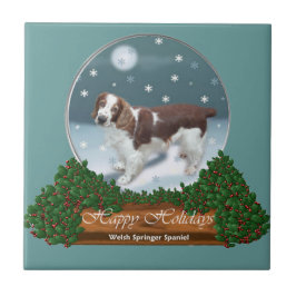 ウェルシュスプリンガースパニエル犬クリスマス タイル