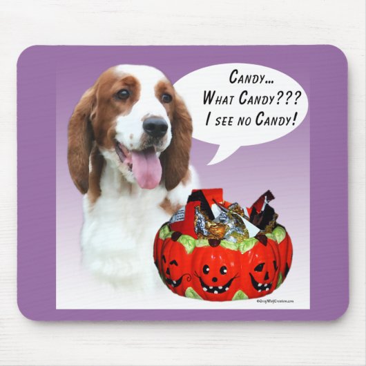 ウェルシュスプリンガースパニエル犬ハロウィンキャンディ マウスパッド (正面)