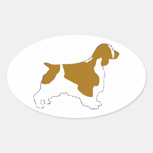 ウェルシュスプリンガースパニエル犬 楕円形シール (正面)
