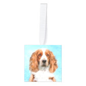 ウェルシュスプリンガー絵画スパニエル犬ズ – オリジナルドッグアート キューブオーナメント (正面)