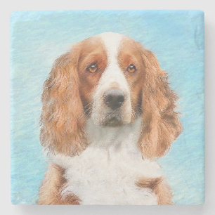 ウェルシュスプリンガー絵画スパニエル犬ズ – オリジナルドッグアート ストーンコースター