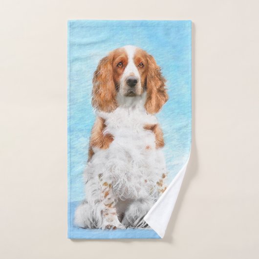 ウェルシュスプリンガー絵画スパニエル犬ズ – オリジナルドッグアート バスタオルセット (ハンドタオル)