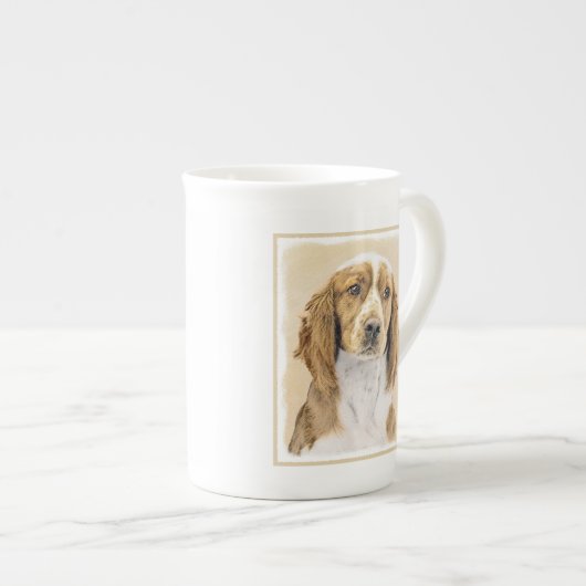 ウェルシュスプリンガー絵画スパニエル犬ズ – オリジナルドッグアート ボーンチャイナマグカップ (正面右)