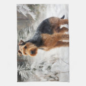 ウェルシュテリアは雪のクリスマスを過ごした キッチンタオル (縦)