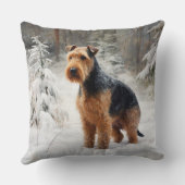 ウェルシュテリアは雪のクリスマスを過ごした クッション (裏面)