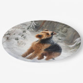 ウェルシュテリアは雪のクリスマスを過ごした ペーパープレート (アングル)