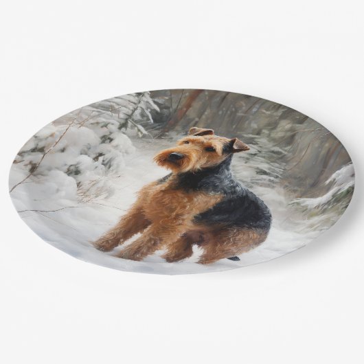 ウェルシュテリアは雪のクリスマスを過ごした ペーパープレート (アングル)