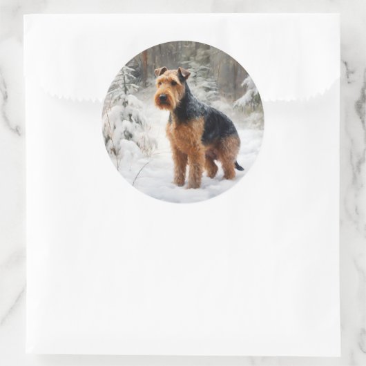 ウェルシュテリアは雪のクリスマスを過ごした ラウンドシール (バッグ)