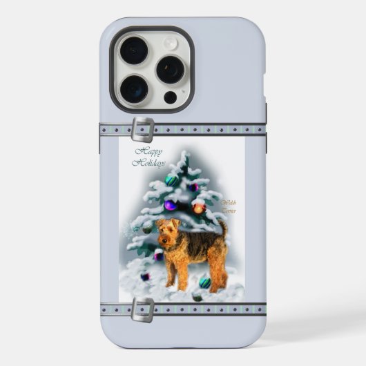 ウェルシュテリアキュートブルークリスマスホリデー iPhoneケース (裏面)
