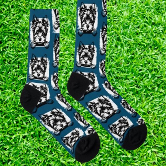 ウェルシュテリアネイビーパピーパーソナライズされたテーマ ソックス