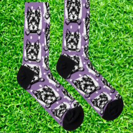 ウェルシュテリアパピーパープルドットテーマ ソックス