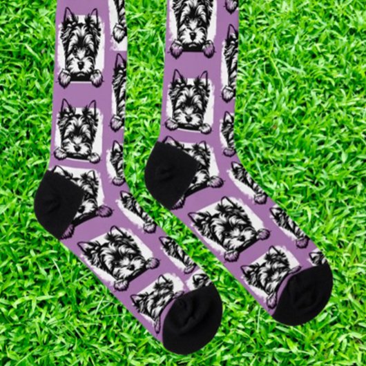 ウェルシュテリアパープルパピーパーソナライズされたテーマ ソックス