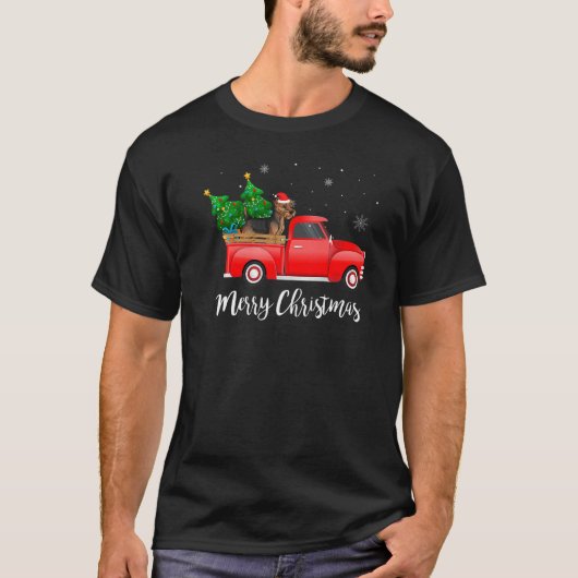 ウェルシュテリアレッドトラッククリスマスツリークリスマスドッグ Tシャツ (正面)