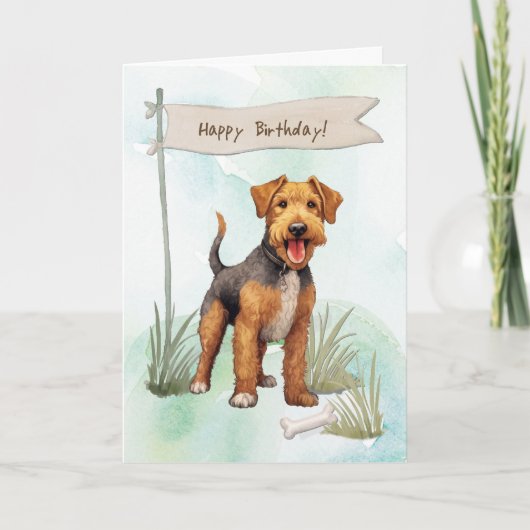 ウェルシュテリア犬の誕生日標識 カード (正面)