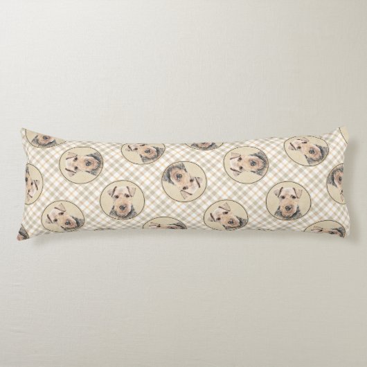 ウェルシュテリア絵を描ーのWTかわいいオリジナルドッグアート ボディピロー (正面)