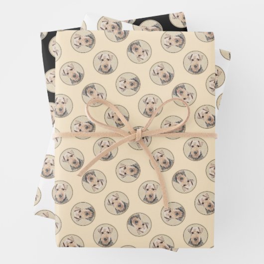 ウェルシュテリア絵を描ーのWTかわいいオリジナルドッグアート ラッピングペーパーシート (インサイチュ)