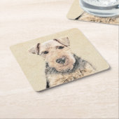 ウェルシュテリア絵画ズ – かわいいオリジナルドッグアート スクエアペーパーコースター (アングル)