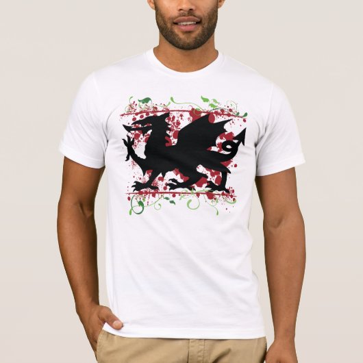 ウェルシュドラゴンメンズベラキャンバスTシャツ Tシャツ (正面)