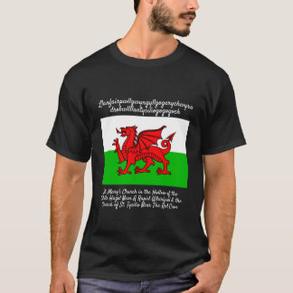 ウェルシュドラゴン国旗Llanfairpwllgwyngyll Tシャツ