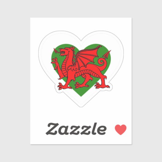 ウェルシュドラゴン/ウェールズ国旗のハートシール シール (シート)