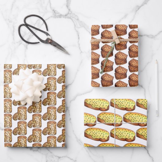 ウェルシュフーズWelshcakes Bara Brith Rarebit Wales UK ラッピングペーパーシート (正面)