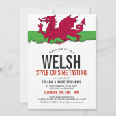ウェルシュ料理 | パーティーフラグ白招待状 招待状 (正面)