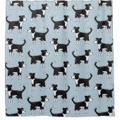 ウェルシュ縁どコリーヒツドッグブルー シャワーカーテン (正面)