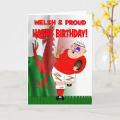 ウェルシュ誇りを持った&ビールラグビー誕生日カード カード (黄色い花)