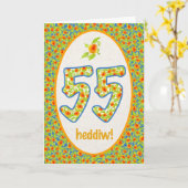 ウェルシュ55誕生日カードオレンジポットマリゴールド カード (黄色い花)