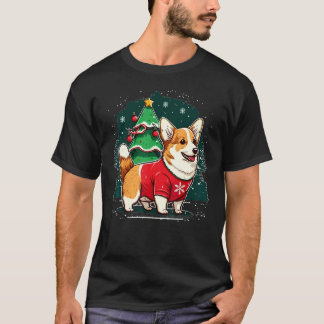 ウェルシュ・コーギーのクリスマス ウェルシュ・コーギー サンタ Tシャツ