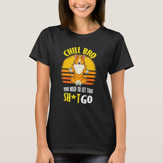 ウェルシュ・コーギー ヨガ リラックス ブラザー Tシャツ (正面)