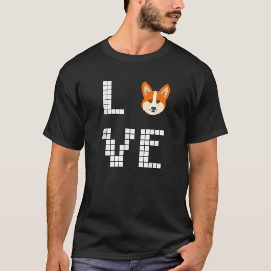 ウェルシュ・コーギー 犬 ピクセルアート Tシャツ (正面)