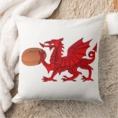 ウェルシュ·ドラゴンとラグビー·ボール·装飾用クッション クッション (ブランケット)