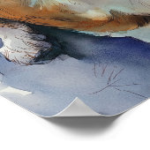 ウェルシュ・ペンブローク・コーギーの水彩画 ポスター (角)